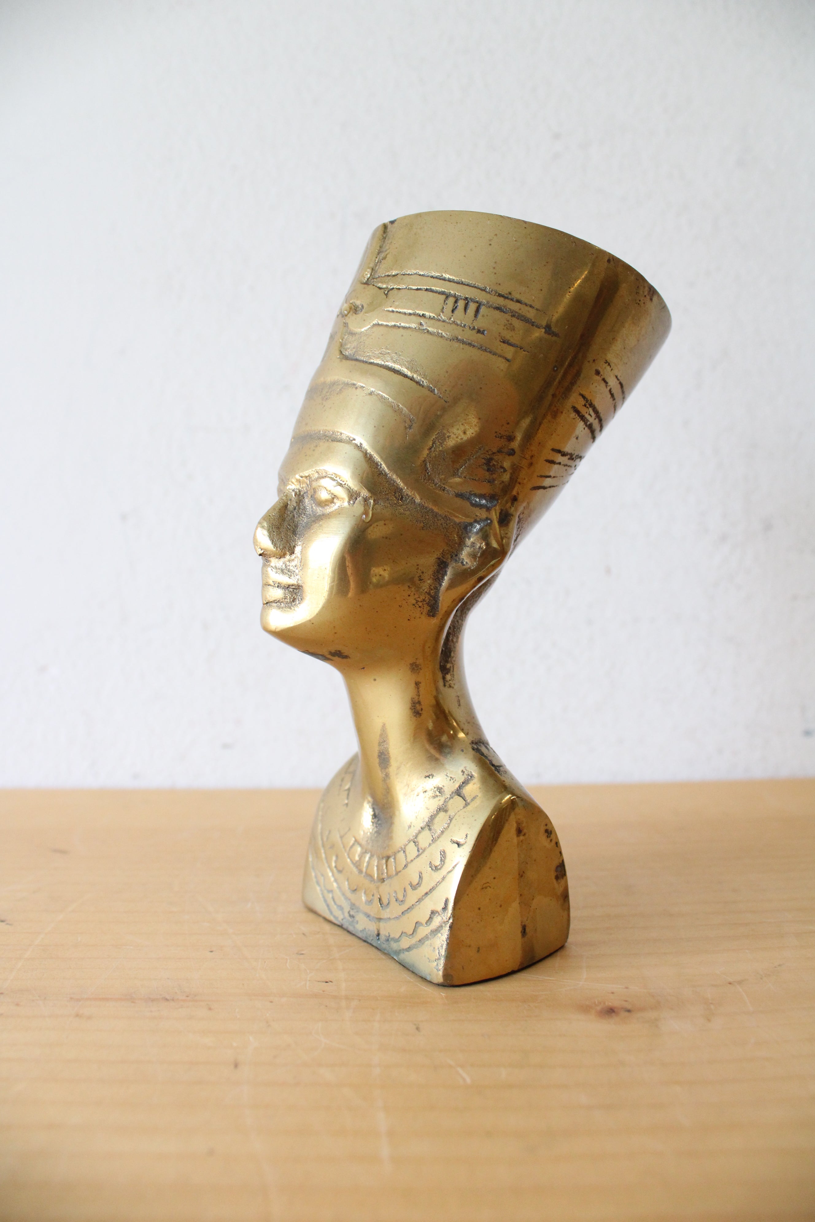 Vintage Egyptian Pharaoh Brass Bust Figurine