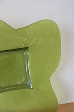 Vintage Green Petal Edged Square Glass Platter