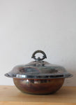 Vintage Silver Covered Warming Dish & Clear Glass Pyrex Baking Dish