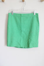 J.Crew Bright Green White Woven Pencil Skirt | 6