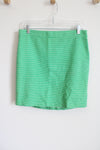 J.Crew Bright Green White Woven Pencil Skirt | 6