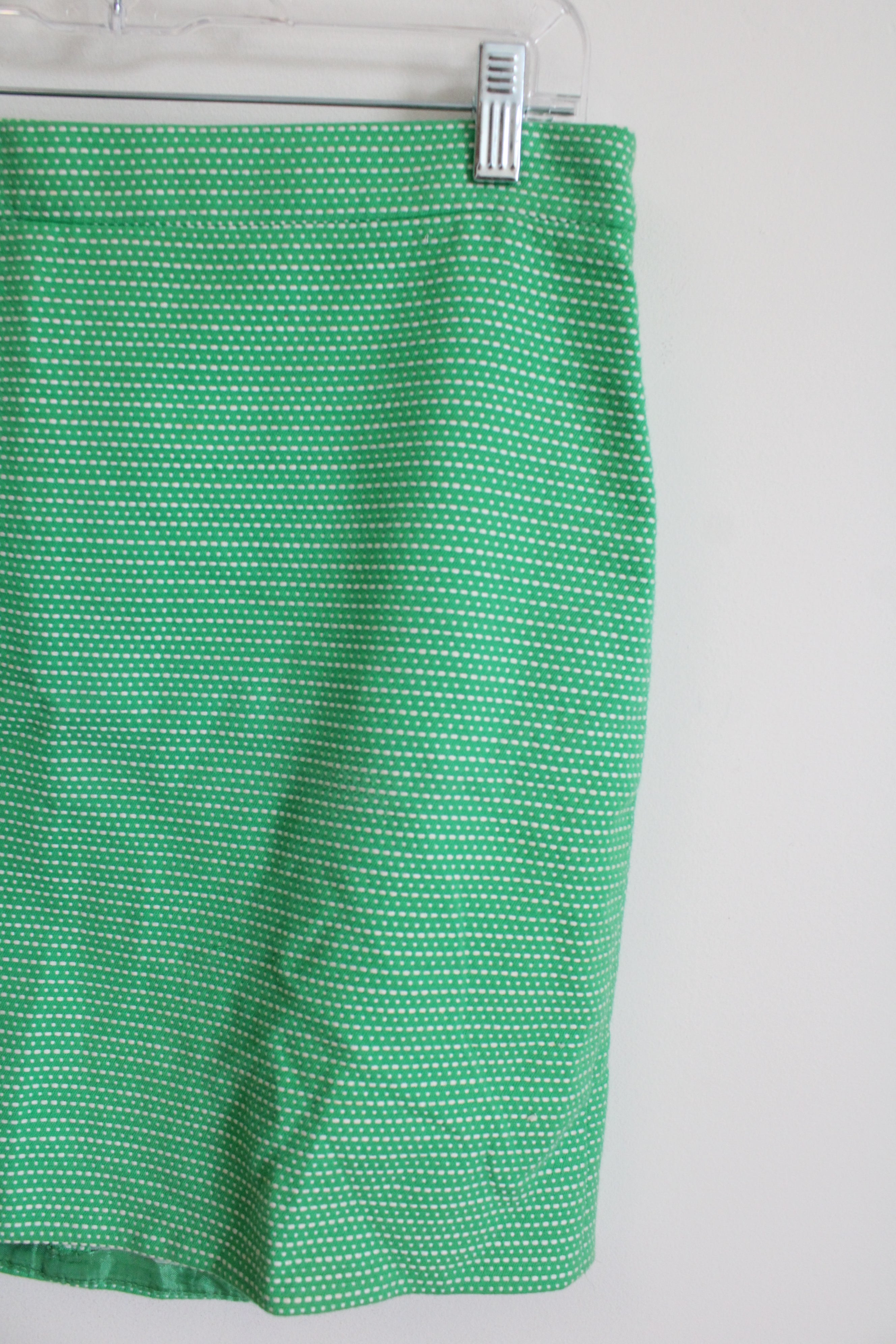 J.Crew Bright Green White Woven Pencil Skirt | 6