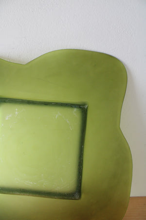 Vintage Green Petal Edged Square Glass Platter