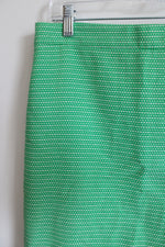 J.Crew Bright Green White Woven Pencil Skirt | 6