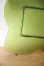 Vintage Green Petal Edged Square Glass Platter