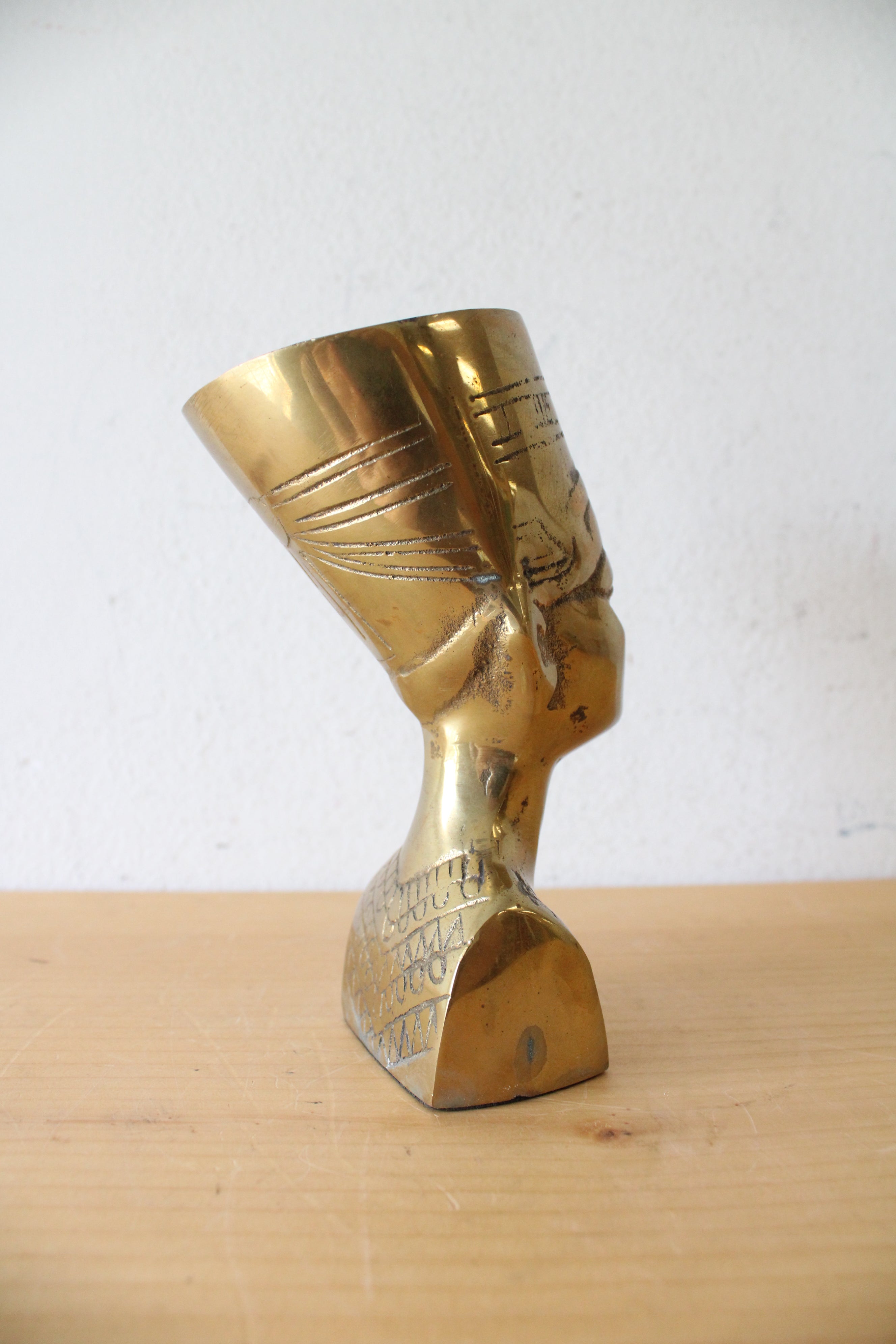 Vintage Egyptian Pharaoh Brass Bust Figurine