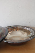 Vintage Silver Covered Warming Dish & Clear Glass Pyrex Baking Dish