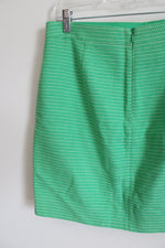 J.Crew Bright Green White Woven Pencil Skirt | 6