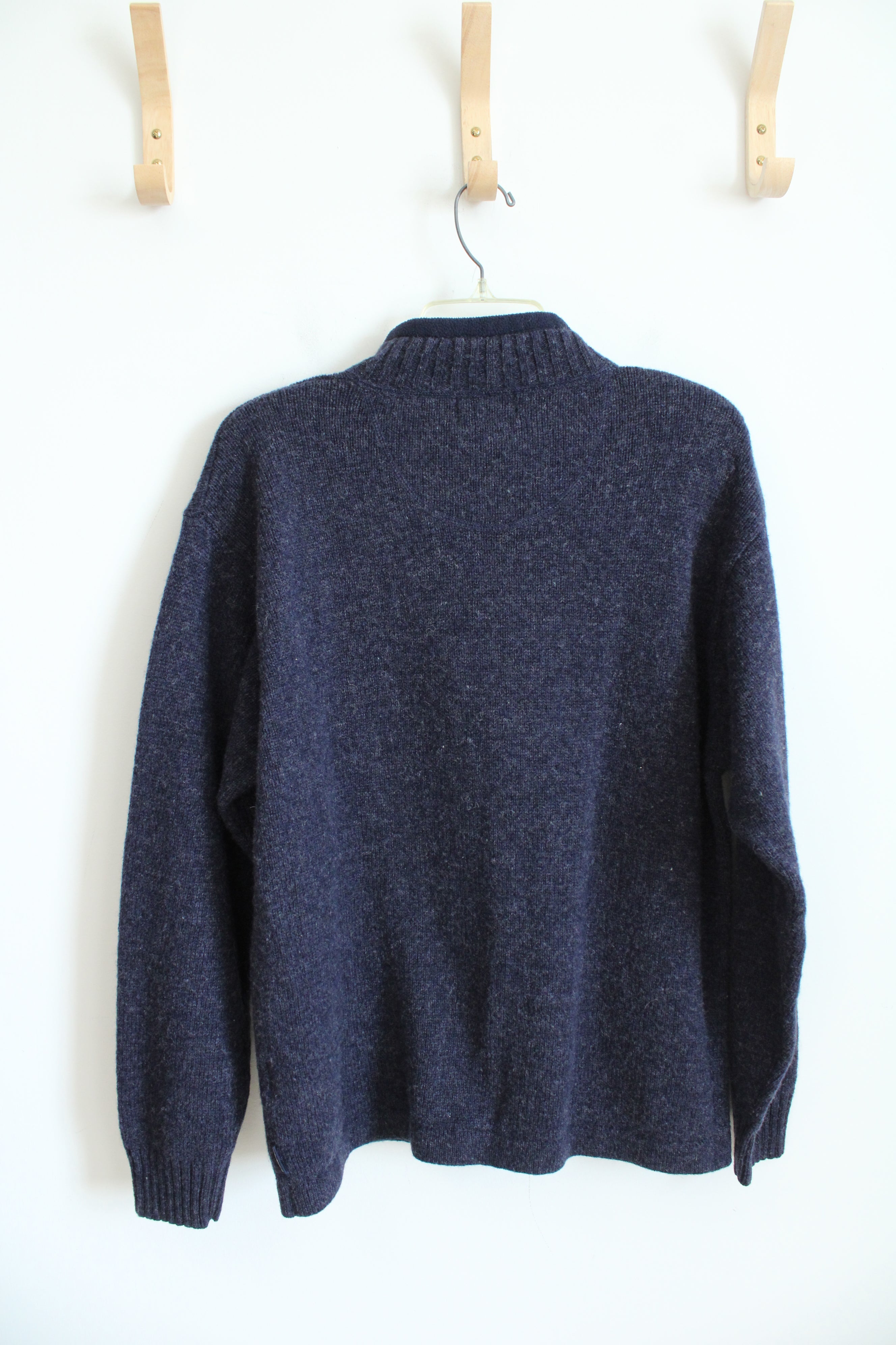 Woolrich Blue Wool Quarter Zip Sweatshirt | L