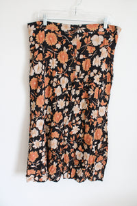 Sag Harbor Vintage Black Orange Floral Rayon Button down Skirt | 2X