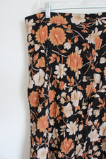 Sag Harbor Vintage Black Orange Floral Rayon Button down Skirt | 2X