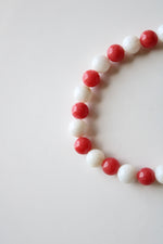 Coral Pink & White Glass Beaded Bracelet