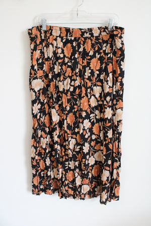 Sag Harbor Vintage Black Orange Floral Rayon Button down Skirt | 2X