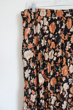 Sag Harbor Vintage Black Orange Floral Rayon Button down Skirt | 2X