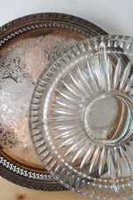 Etched Silver Charger Plate & Clear Glass Divided Platter Insert Set