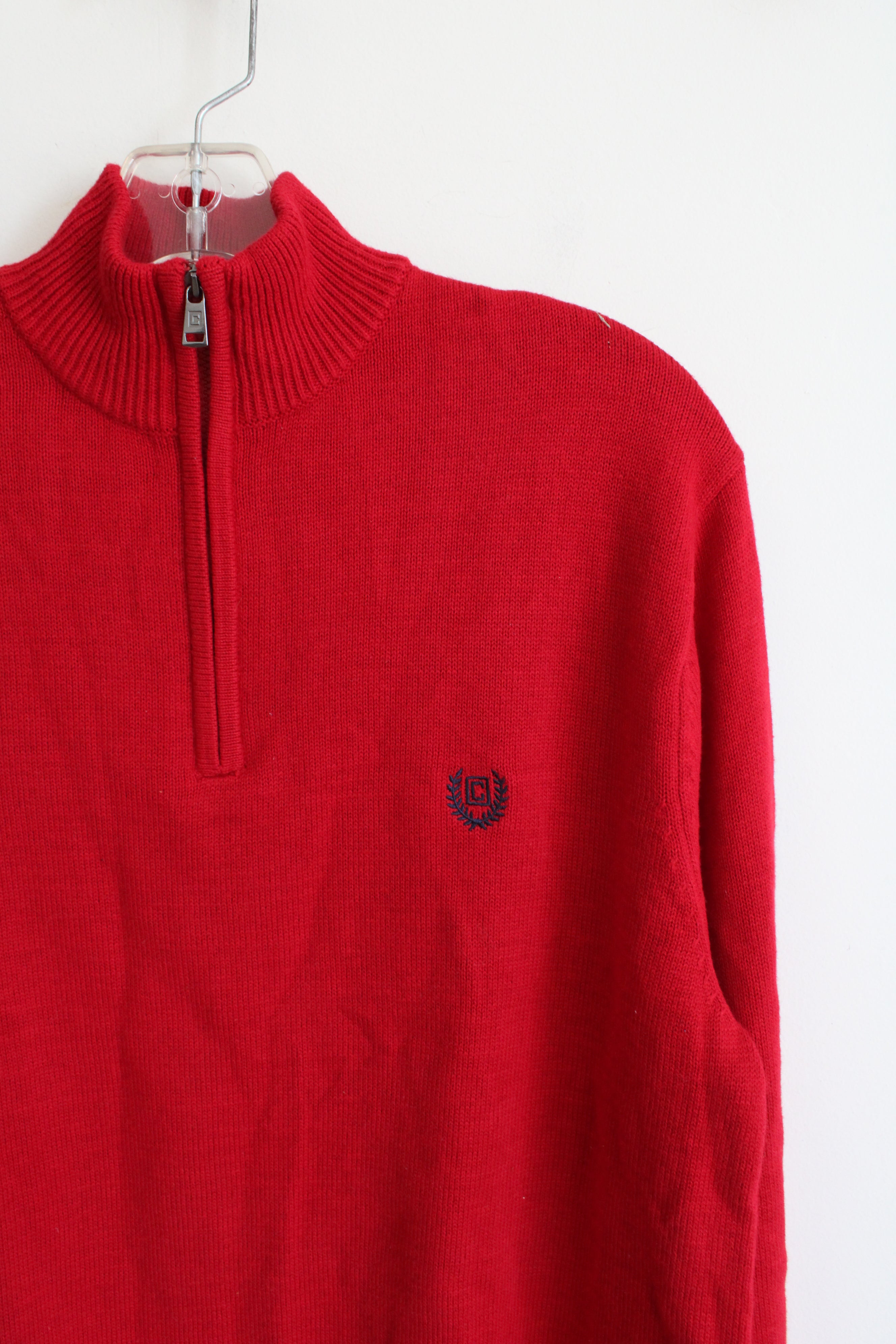 Chaps Red Quarter Zip Sweater | M