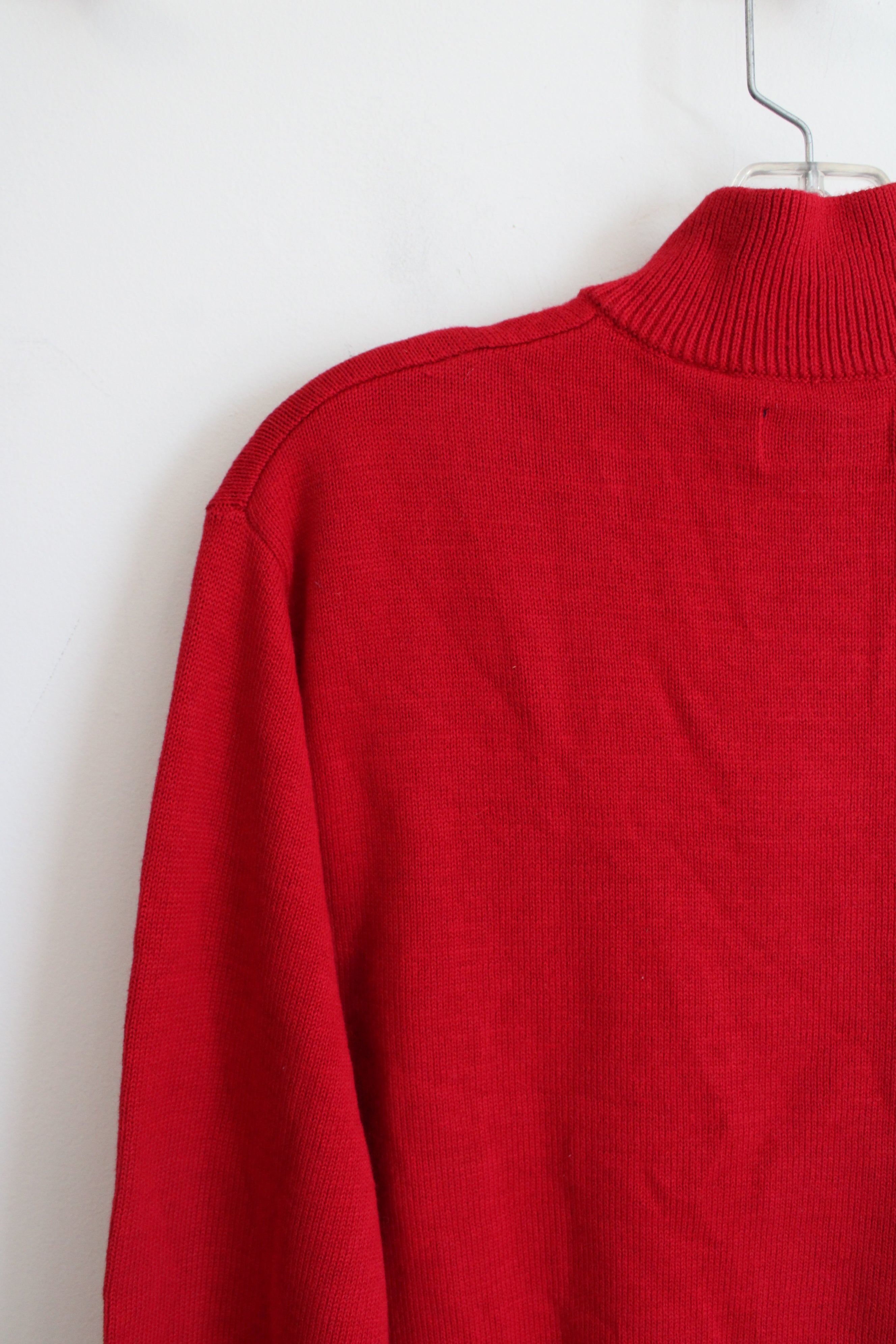 Chaps Red Quarter Zip Sweater | M