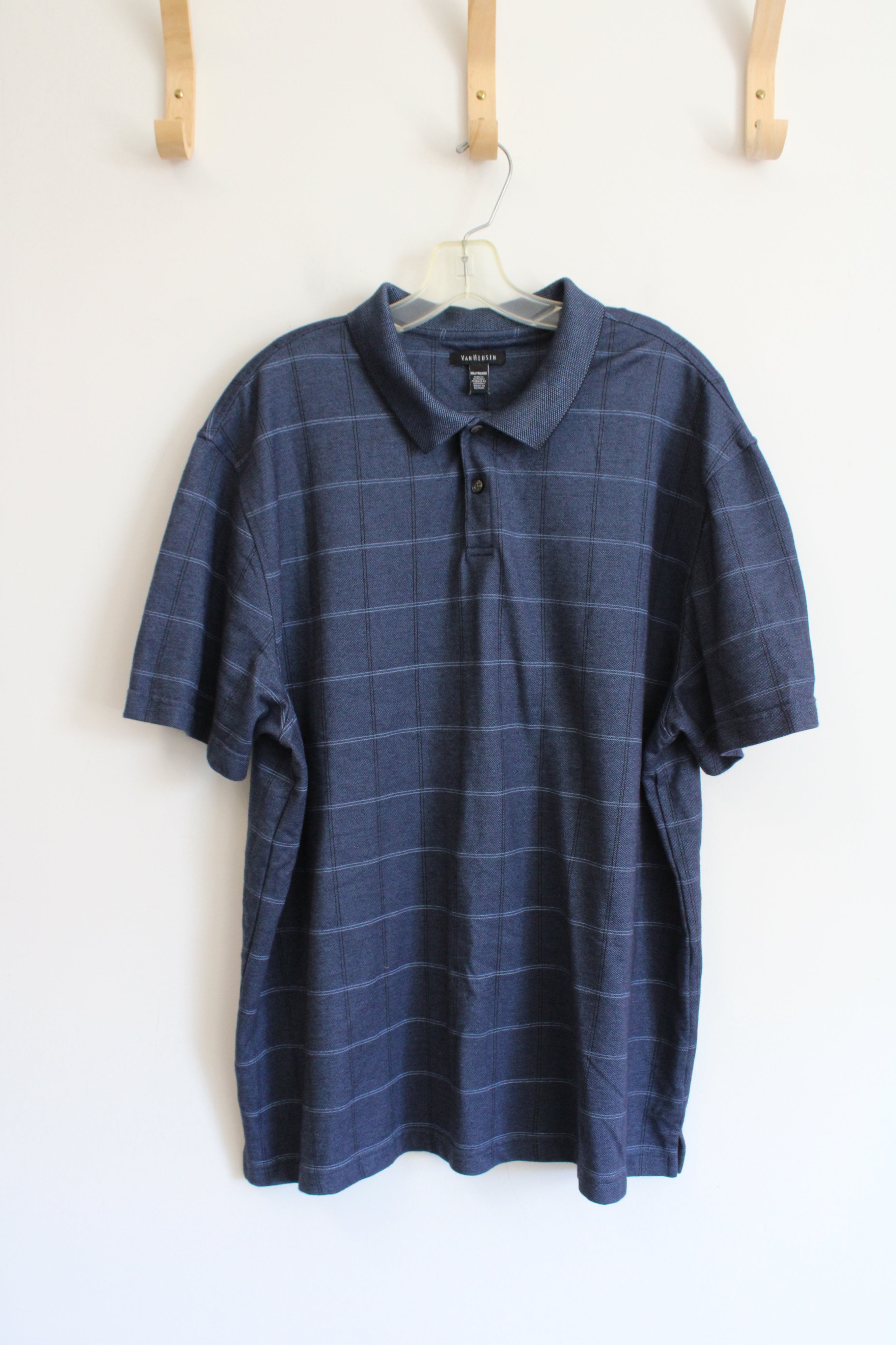 Van Heusen Blue Plaid Polo Shirt | XXL