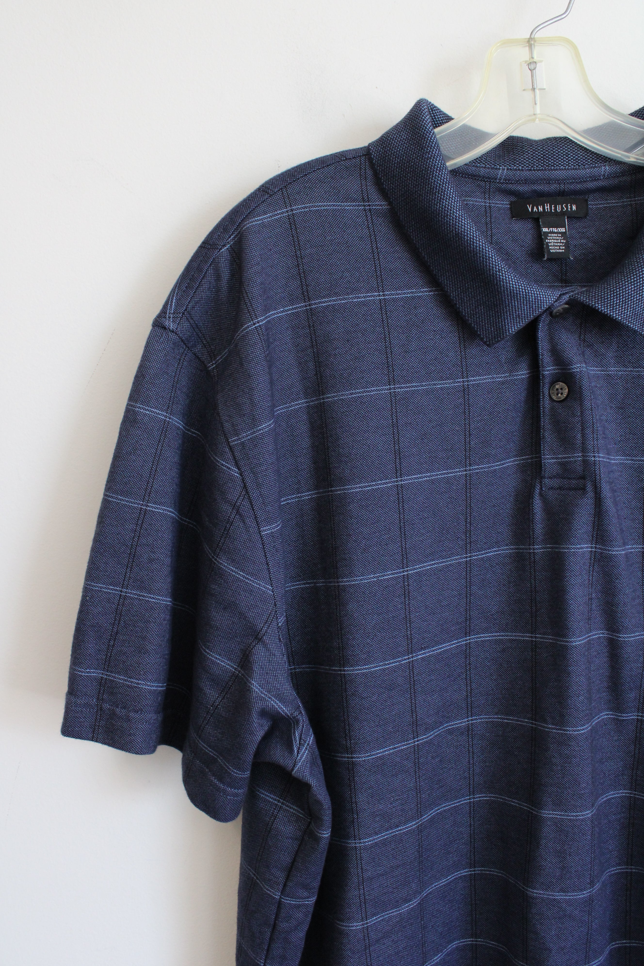 Van Heusen Blue Plaid Polo Shirt | XXL