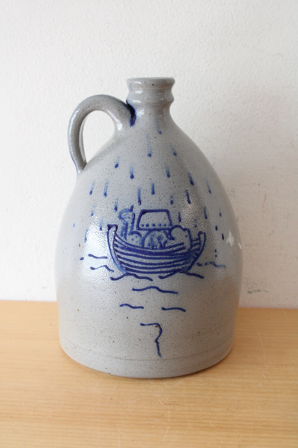 Eldreth Pottery Gray & Blue Noah's Ark Painted Jug