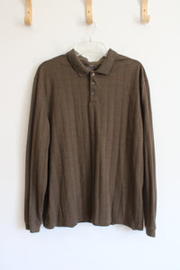 Van Heusen Green Brown Plaid Henley Shirt | XXL