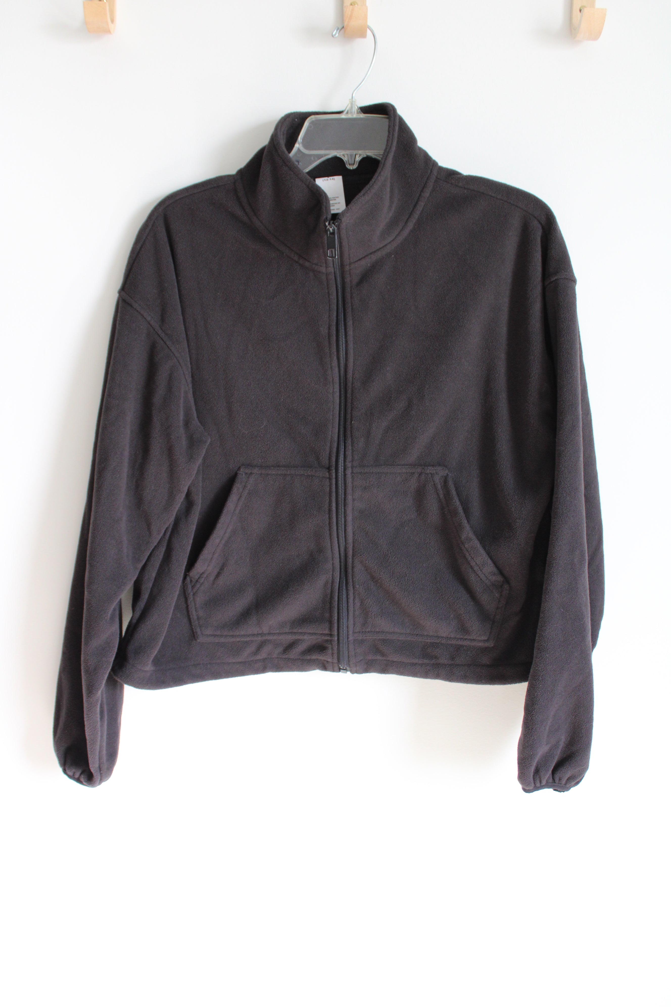 Avia Black Fleece Crop Fit Zip Up Jacket | L