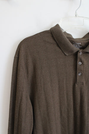 Van Heusen Green Brown Plaid Henley Shirt | XXL