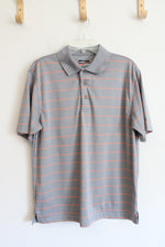 Grand Slam Performance Gray & Orange Striped Polo Shirt | L