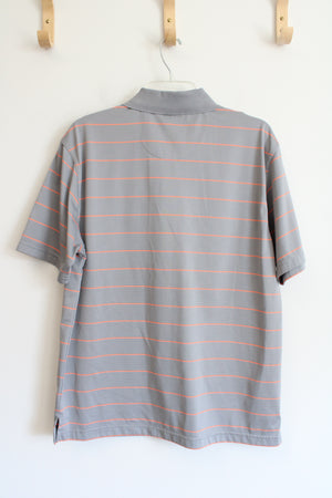 Grand Slam Performance Gray & Orange Striped Polo Shirt | L