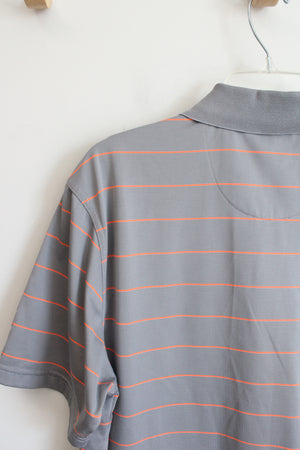 Grand Slam Performance Gray & Orange Striped Polo Shirt | L