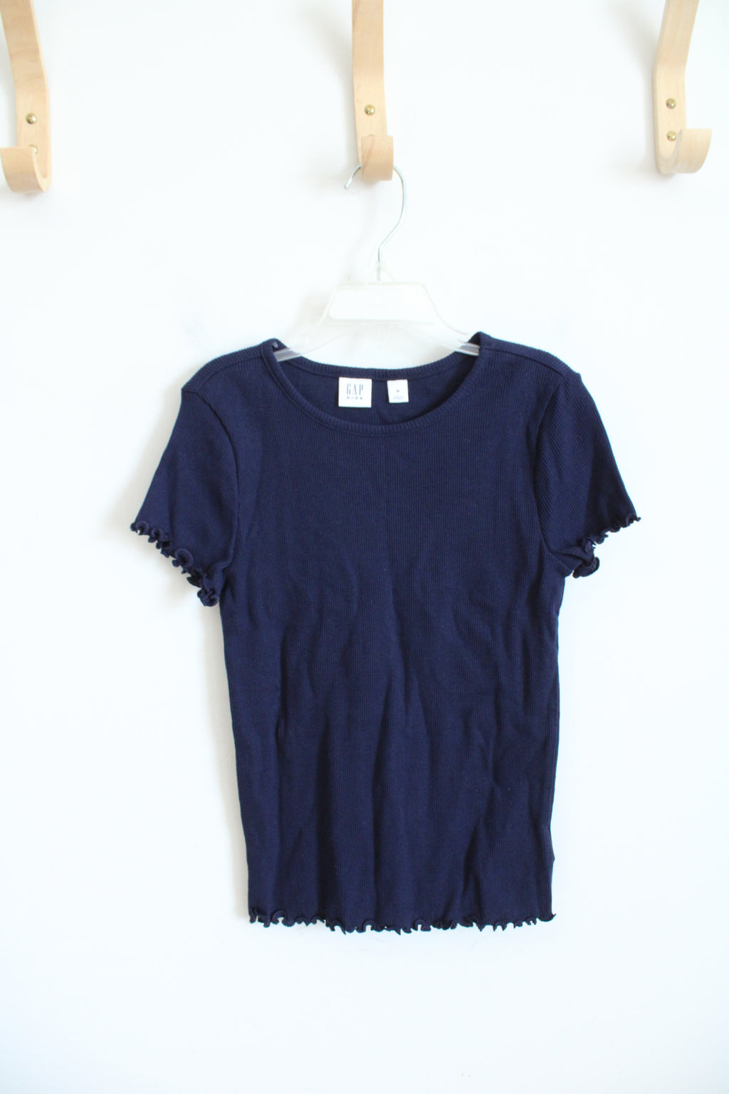 Gap Navy Ribbed Ruffled Sleeve Shirt | Youth M