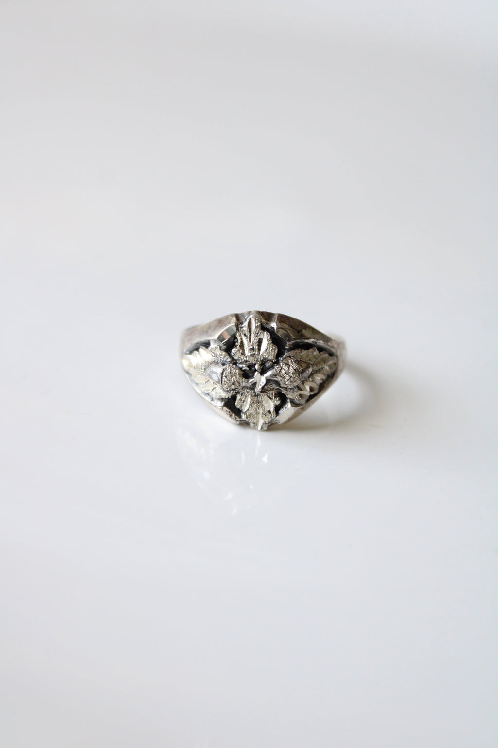 Black Hills Sterling Acorn Etched Vintage Sterling Silver Men's Ring | Size 11.5