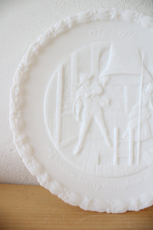 Fenton USA Bicentennial Project Of The General Federation Of Women's Clubs Colonial Milk Glass White "Proclaim Liberty Throughout All The Land" Decorative Plate