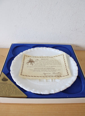 Fenton USA Bicentennial Project Of The General Federation Of Women's Clubs Colonial Milk Glass White "Proclaim Liberty Throughout All The Land" Decorative Plate