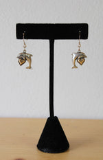 Waldeck Johnson 14K/925 Gold Heart Dolphin Dangle Earrings