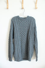 John Molloy Donegal Ireland Blue Cable Knit Wool Sweater | 2XL