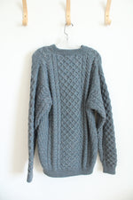 John Molloy Donegal Ireland Blue Cable Knit Wool Sweater | 2XL