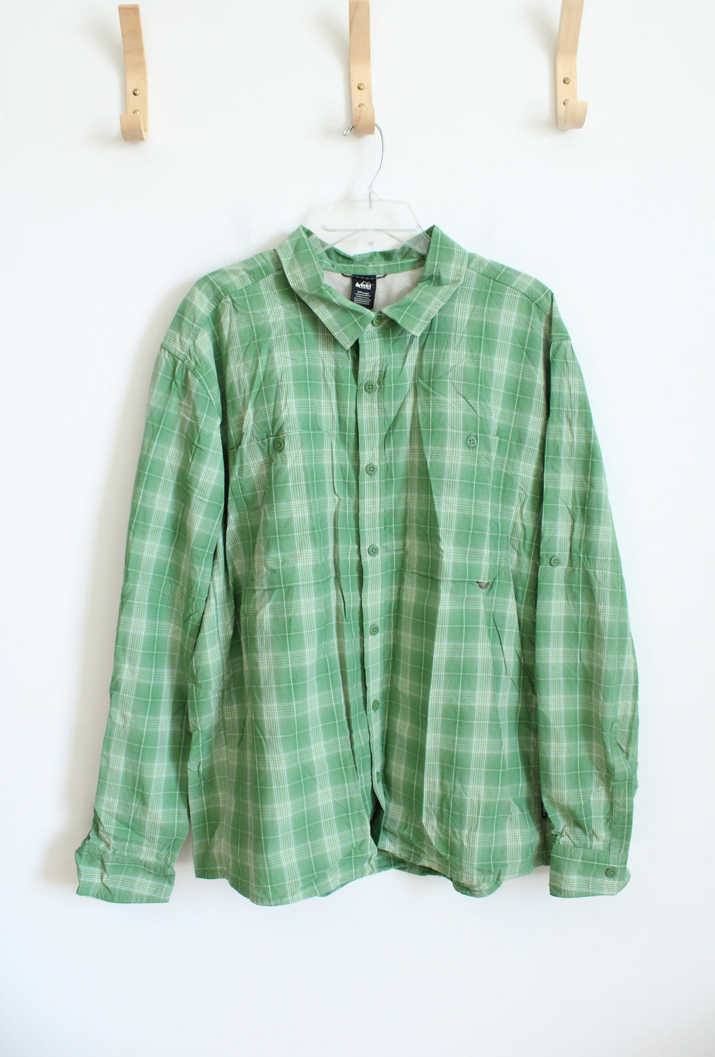 REI Co-op Green Plaid Button Down Shirt | XXL