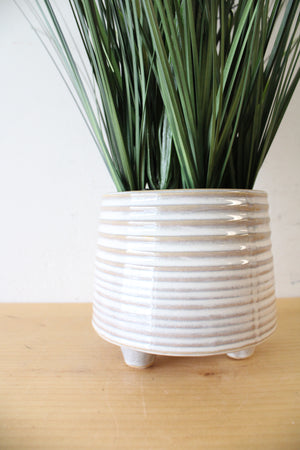 Long Grass Plant Ceramic Footed Planter