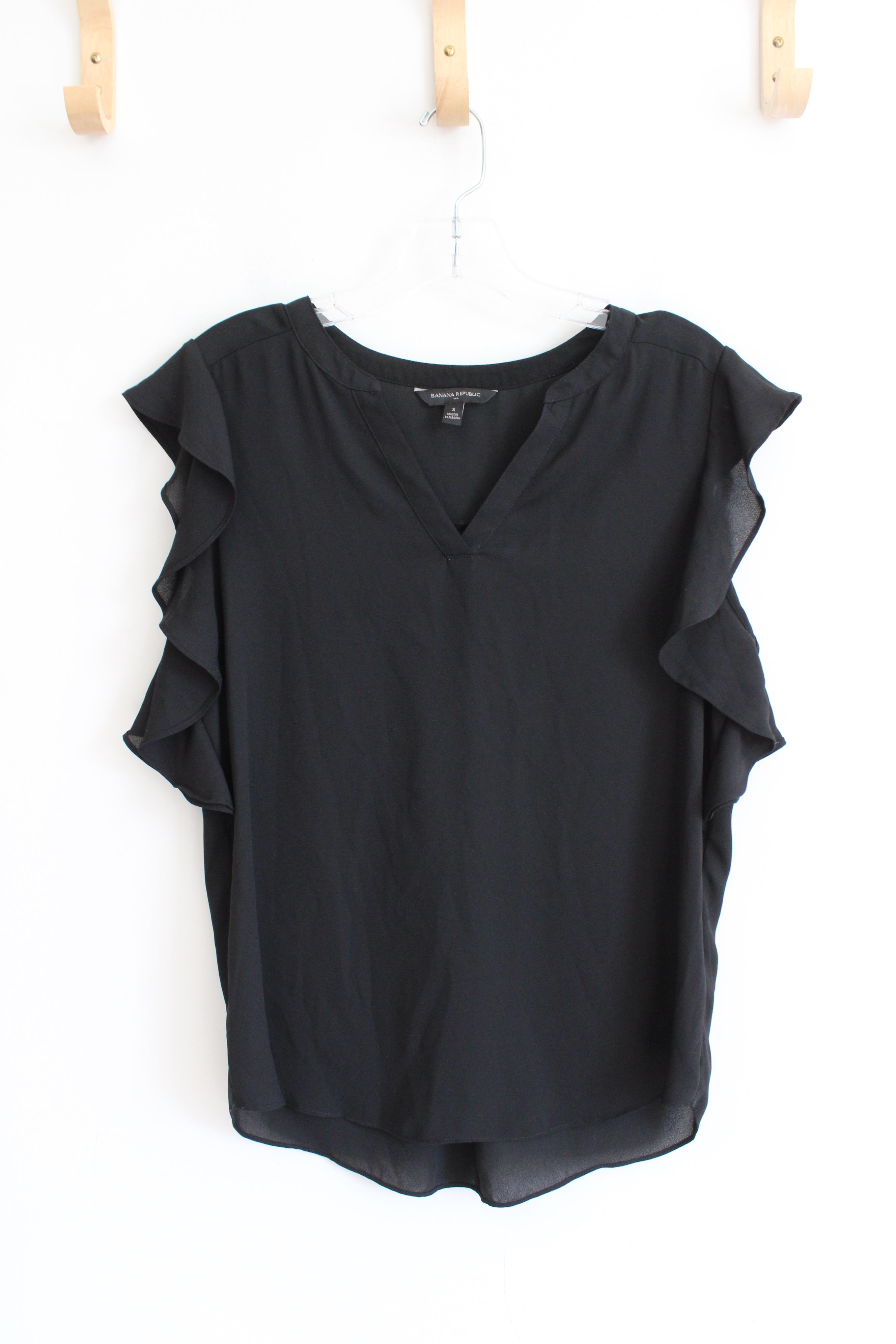 Banana Republic Black Flutter Sleeve Top | S