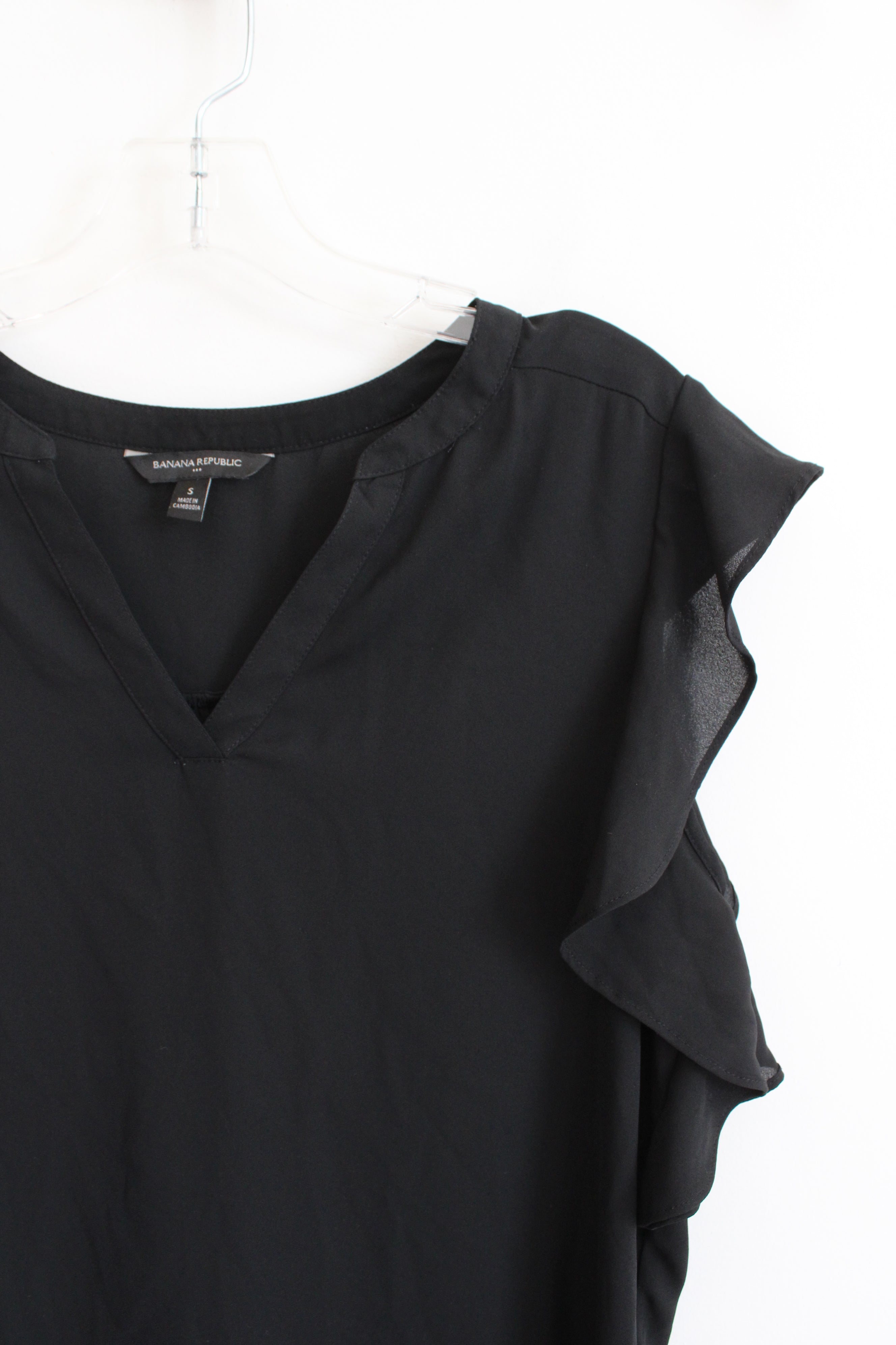 Banana Republic Black Flutter Sleeve Top | S