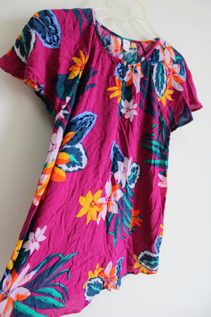 Old Navy Pink Tropical Top | XS