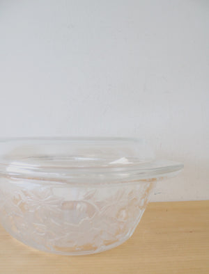 Princess House Fantasia Engraved Floral Oval Glass Covered Casserole Dish