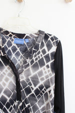 NEW Simply Vera Wang Black & Gray Patterned Top | M