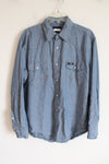 Wrangler Blue Pearl Snap Button Down Western Style Shirt | L