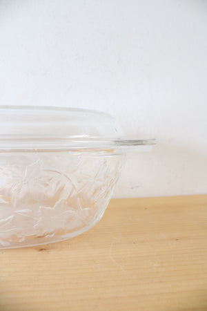 Princess House Fantasia Engraved Floral Oval Glass Covered Casserole Dish