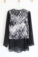 NEW Simply Vera Wang Black & Gray Patterned Top | M