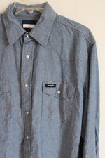 Wrangler Blue Pearl Snap Button Down Western Style Shirt | L