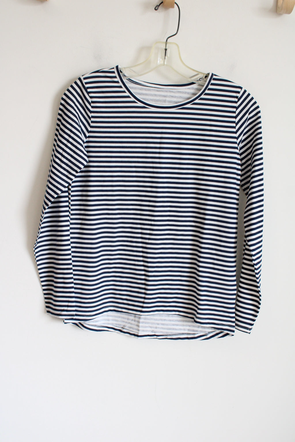 Children's Place Navy Blue White Striped Long Sleeved Cotton Shirt | Youth XL (16)