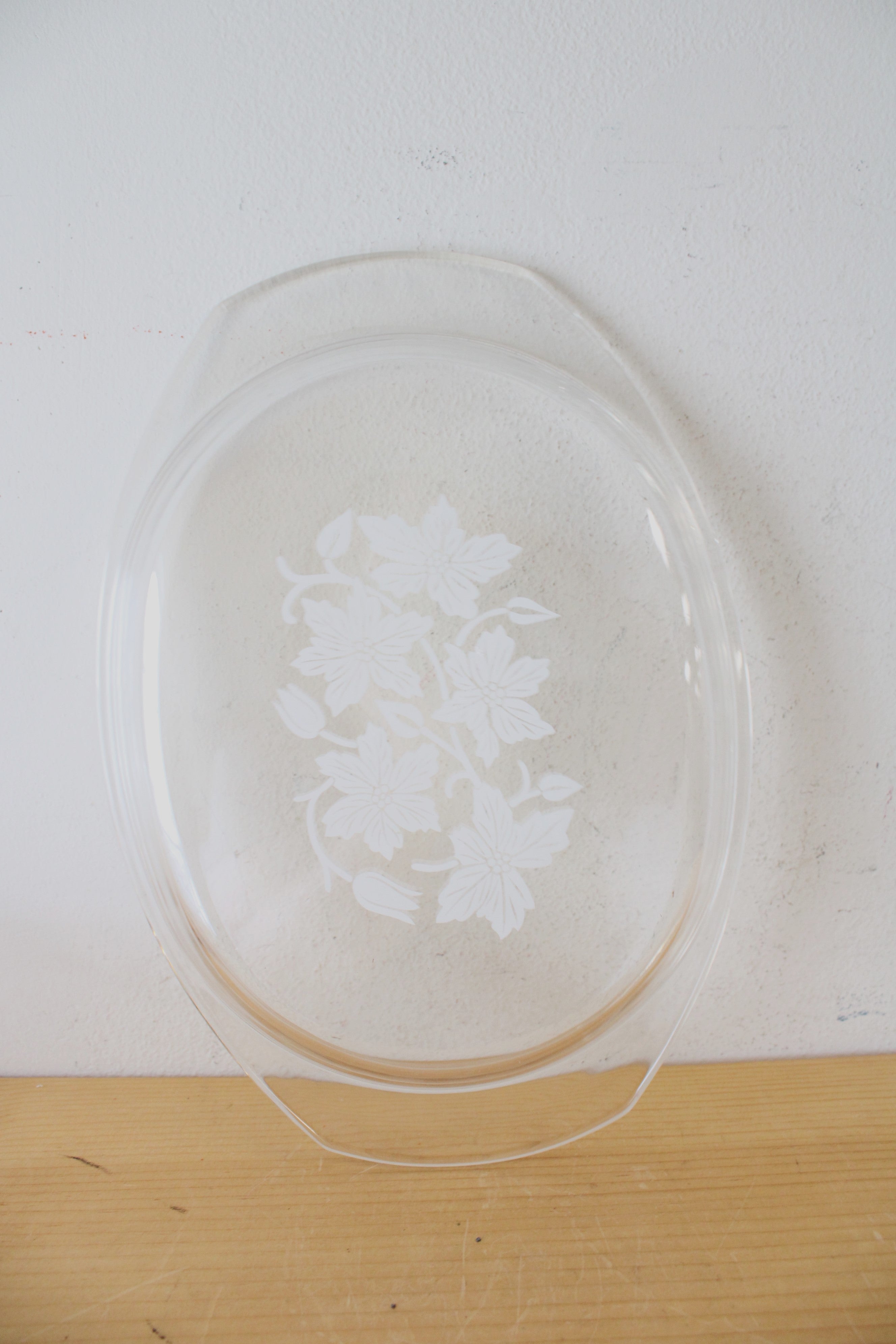 Princess House Fantasia Engraved Floral Oval Glass Covered Casserole Dish